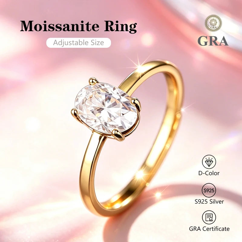 0.5-2.0CT Princess Cut Moissanite Ring D Color S925 Silver Passed Diamond Tester For Women Wedding Luxury Gifts With GRA
