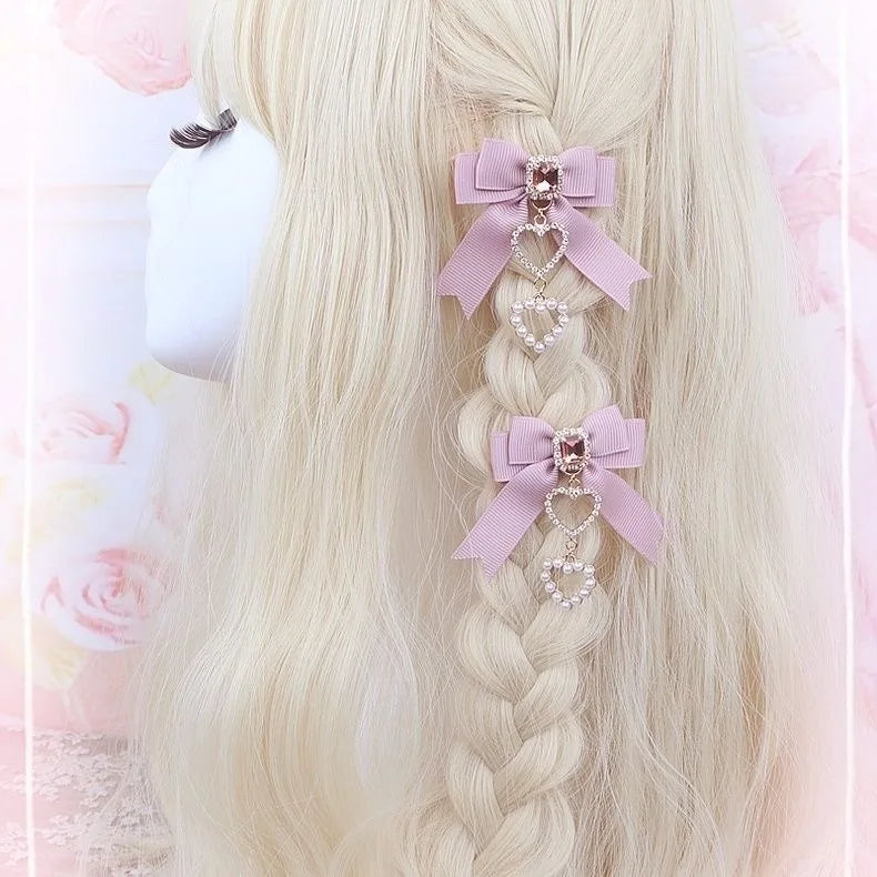 Bows hair clips popular hair catches lolita korean accessories for hair y2k bows for girls pink Lolita cosplay Popular Clips