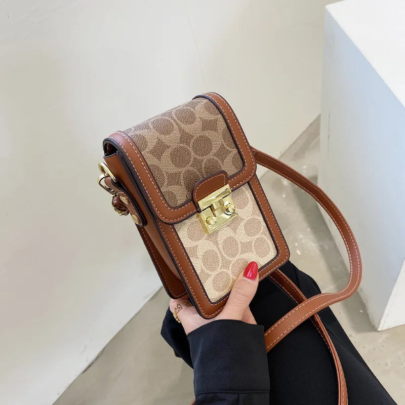 2025 new trendy printed crossbody printed shoulder bag, vertical small square bag, mini bag