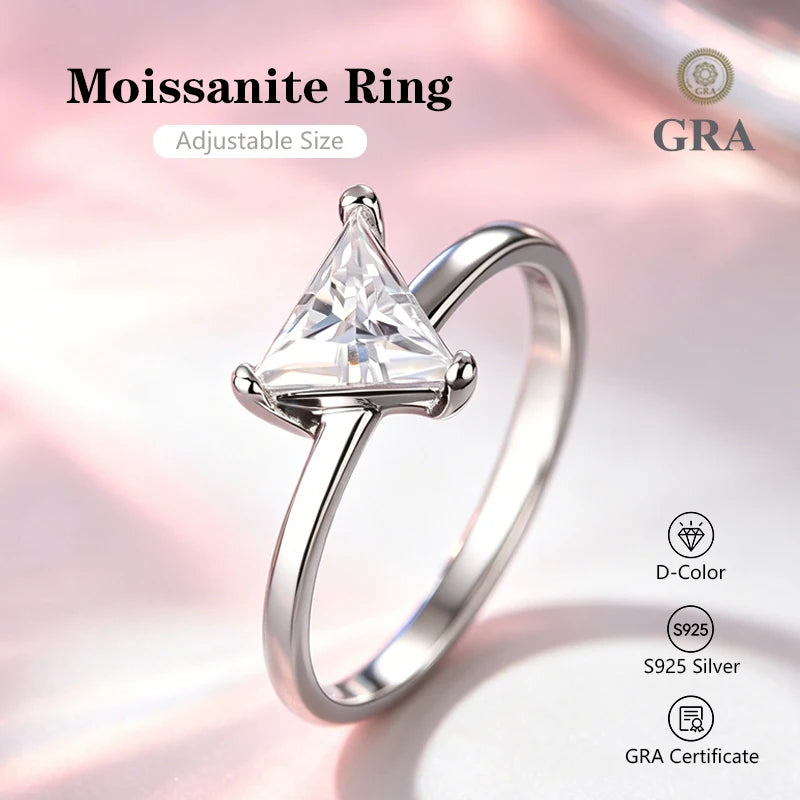 0.5-2.0CT Princess Cut Moissanite Ring D Color S925 Silver Passed Diamond Tester For Women Wedding Luxury Gifts With GRA
