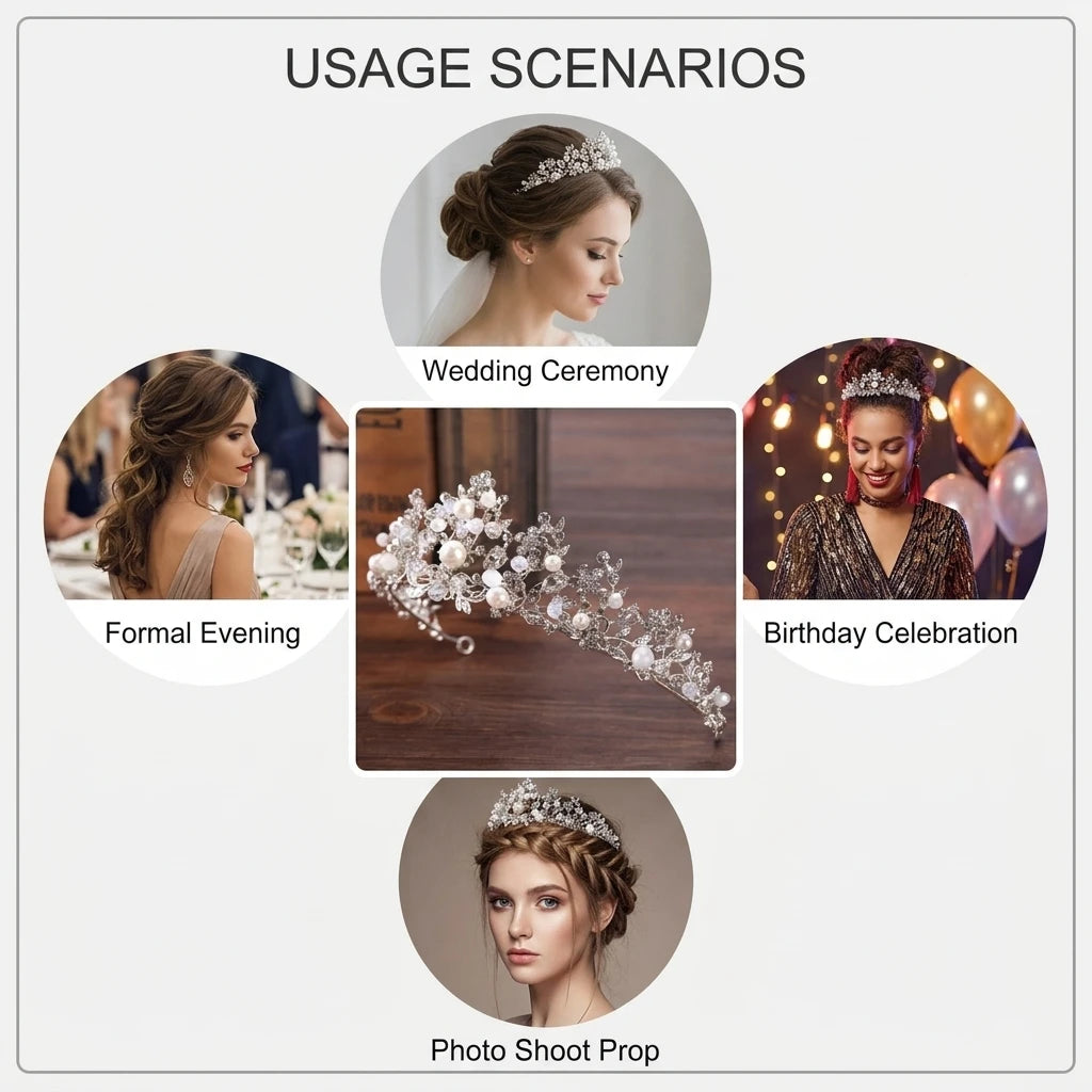 Fashion Silver Color Wedding Hair Accessories Pearl Rhinestone Queen Tiaras And Crown Wedding Women Bride Hair Jewelry Headpiece