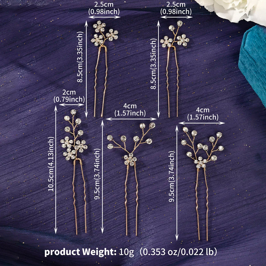 5/10PC Rhinestone Flower Delicate Hairpin Set Classic Handmade Hair Clips For Women Wedding Hair Accessories Elegant Headpieces