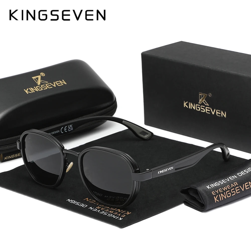 KINGSEVEN Brand Original Sunglasses Men Polarized UV400 Luxury Women Eyewear Male Outdoor Round Frame Causal Fashion Glasses