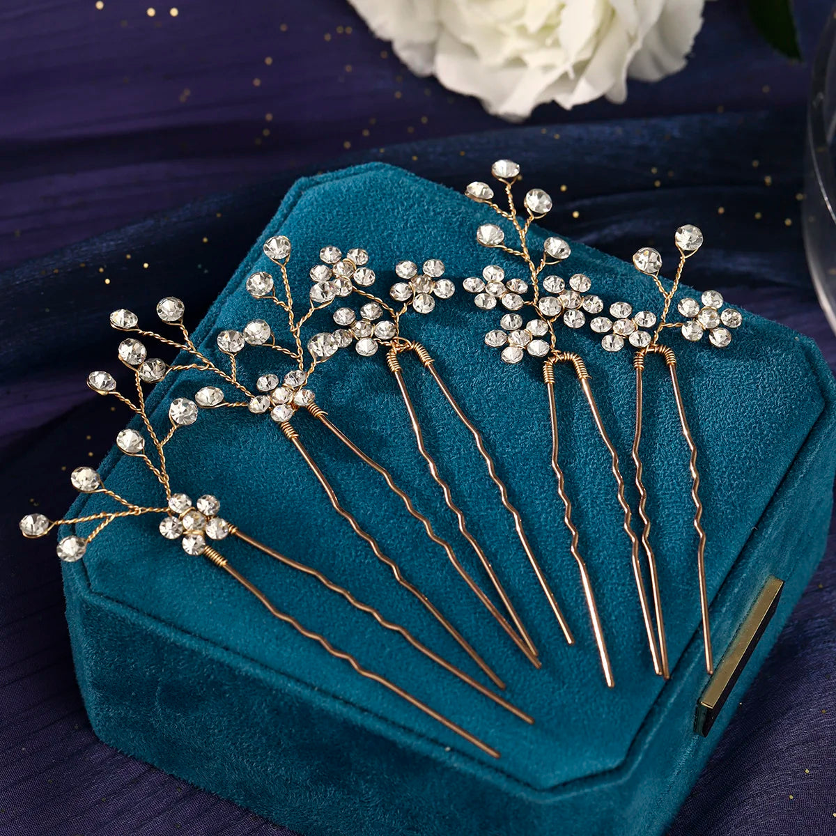 5/10PC Rhinestone Flower Delicate Hairpin Set Classic Handmade Hair Clips For Women Wedding Hair Accessories Elegant Headpieces