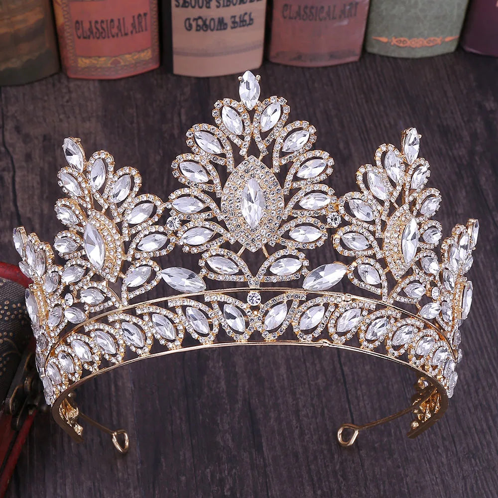 DIEZI 12 Colors New Baroque Princess Opal Crystal Tiara Crown Elegant Queen Tiara Wedding Party Hair Dress Accessories Jewelry