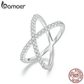BAMOER Moissanite Criss Cross Wedding Band