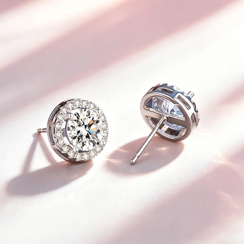 Stellar Moissanite Stud Earrings – 925 Sterling Silver with GRA Certificate