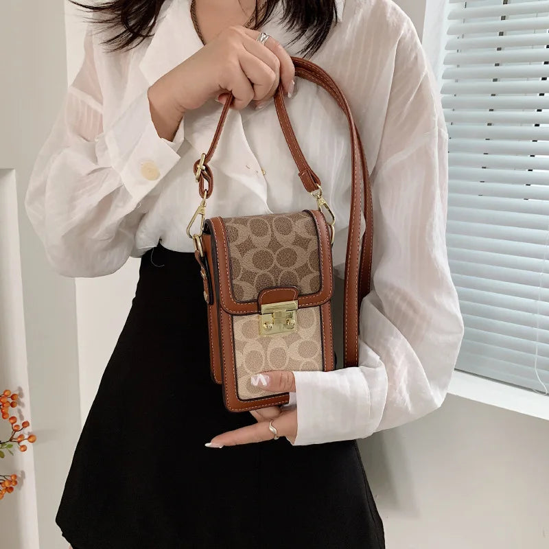 2025 new trendy printed crossbody printed shoulder bag, vertical small square bag, mini bag