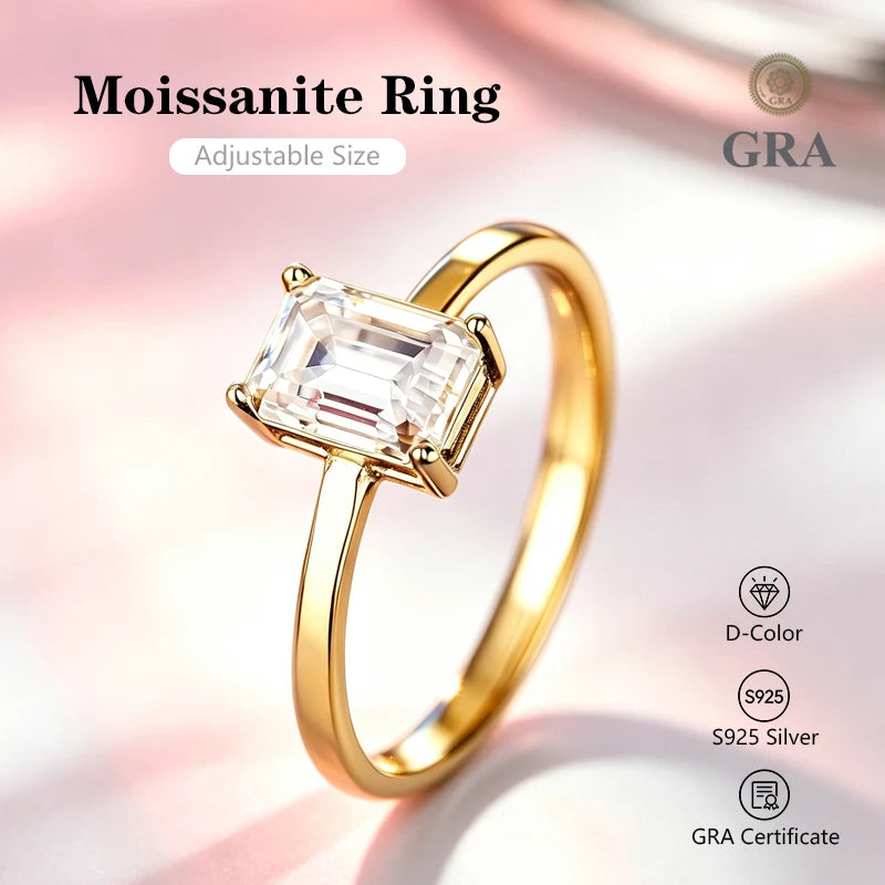 0.5-2.0CT Princess Cut Moissanite Ring D Color S925 Silver Passed Diamond Tester For Women Wedding Luxury Gifts With GRA