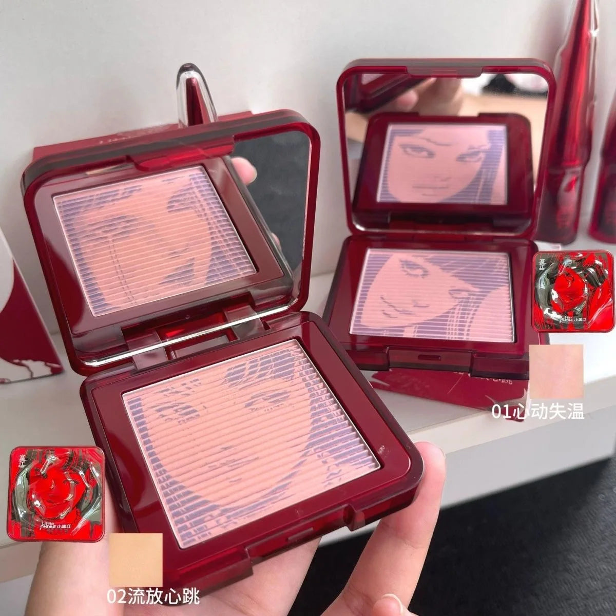 Little Ondine Blush Floating Shadow Powder Contour Brightens Nature Long-Lasting Blusher Makeup Palette De Blushes Palette