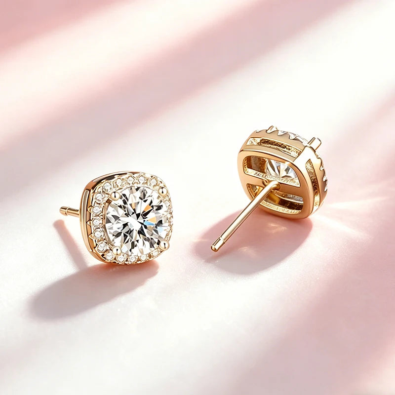 Stellar Moissanite Stud Earrings – 925 Sterling Silver with GRA Certificate