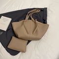 Luxury Designer Women's Soft PU Leather 2-in-1 Shoulder Tote Bag Set Big Capacity Branded Shopper Handbags Gray Blue PinkTan