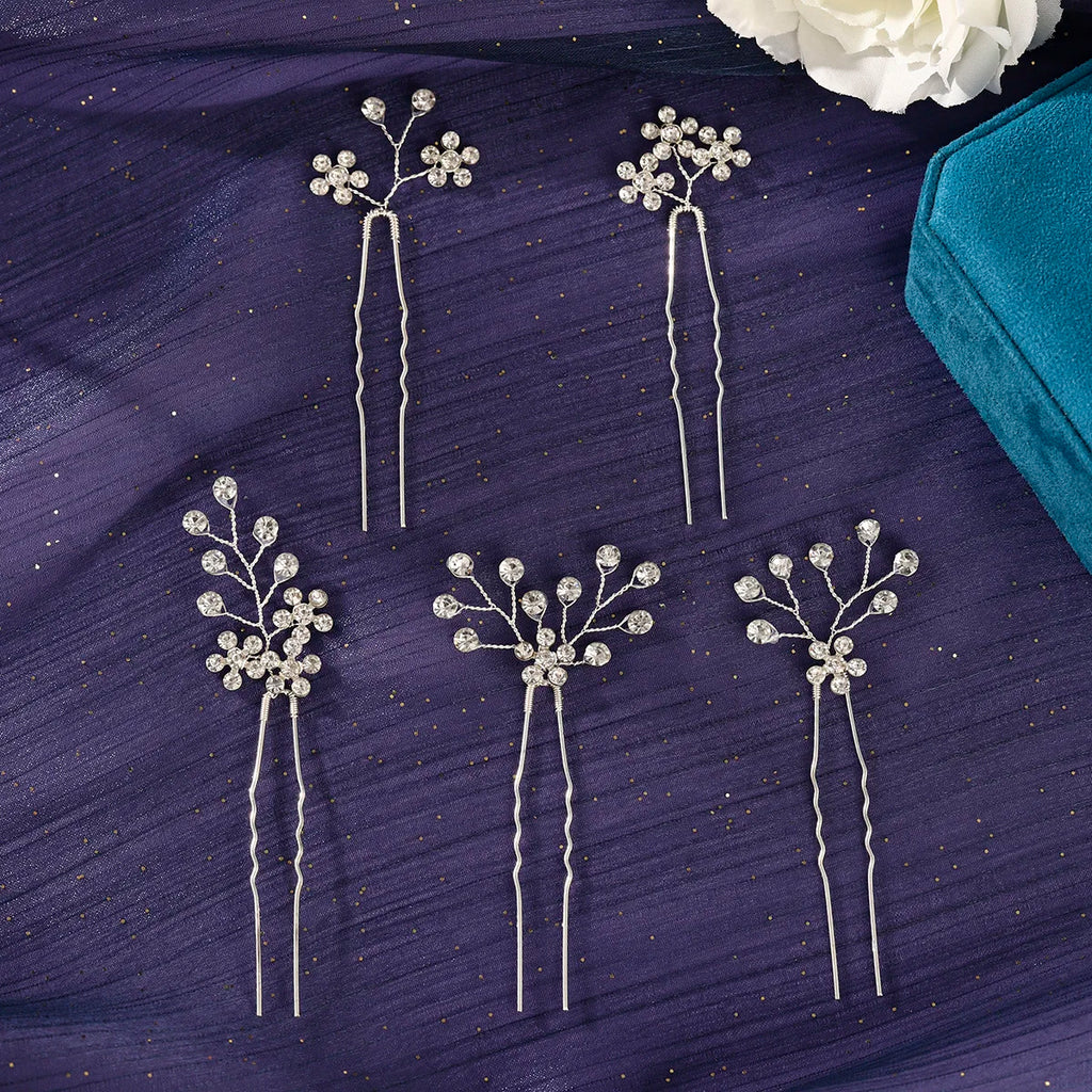 5/10PC Rhinestone Flower Delicate Hairpin Set Classic Handmade Hair Clips For Women Wedding Hair Accessories Elegant Headpieces