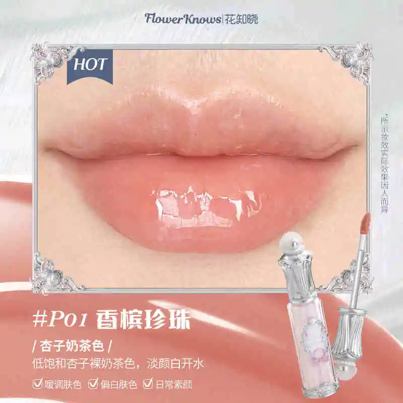 Flower Knows Strawberry Rococo Series Cloud Lip Cream Lip Gloss Long Lasting Velvet Lip Tint Lipstick for Women Cosmetic