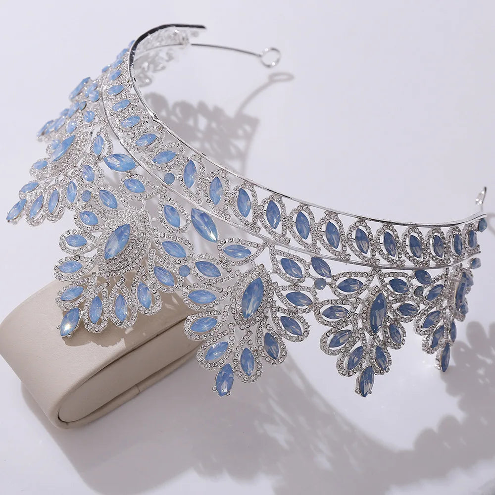 DIEZI 12 Colors New Baroque Princess Opal Crystal Tiara Crown Elegant Queen Tiara Wedding Party Hair Dress Accessories Jewelry