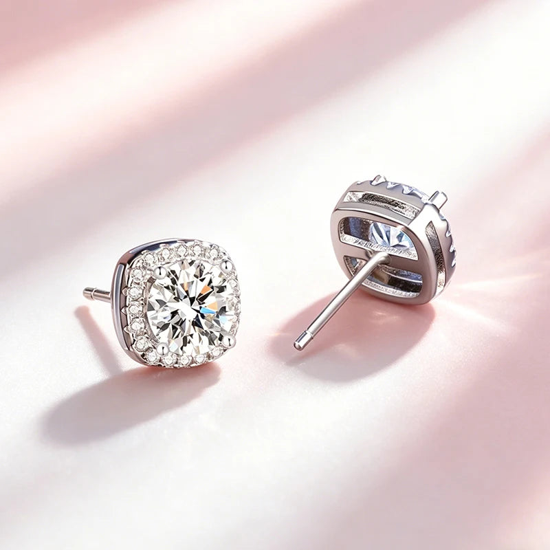 Stellar Moissanite Stud Earrings – 925 Sterling Silver with GRA Certificate