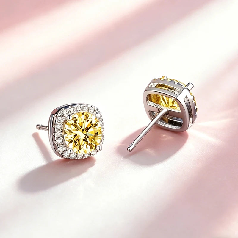 Stellar Moissanite Stud Earrings – 925 Sterling Silver with GRA Certificate