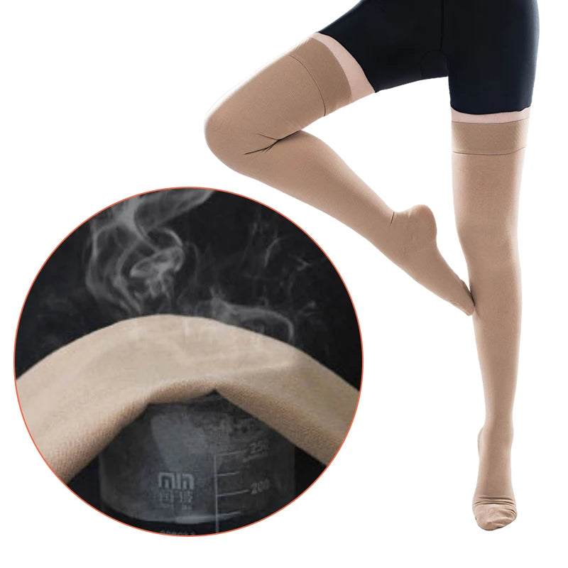 Legbeauty 15-20 mmHg Over Knee Closed Toe Varicose Veins Sock Men Women Medical Thigh High Compression Stocking Class 1 Pressure