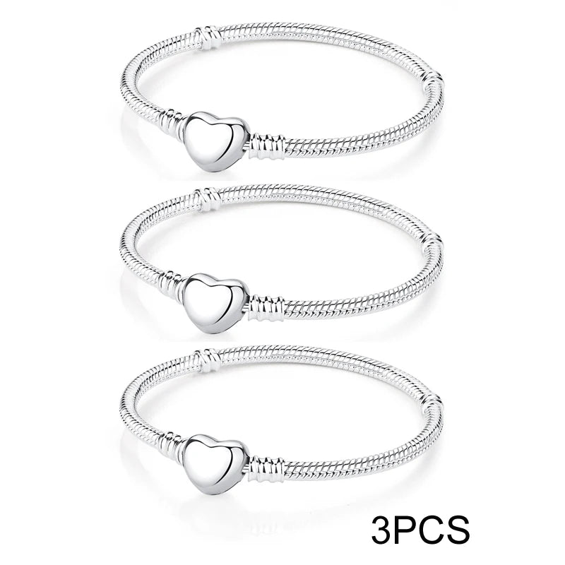 925 Sterling Silver Heart Charm Bracelet
