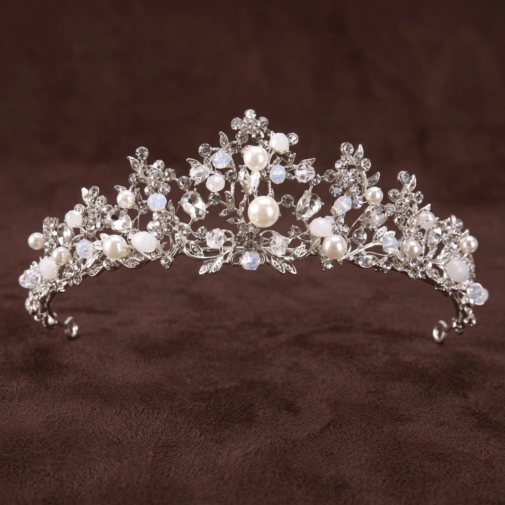 Fashion Silver Color Wedding Hair Accessories Pearl Rhinestone Queen Tiaras And Crown Wedding Women Bride Hair Jewelry Headpiece