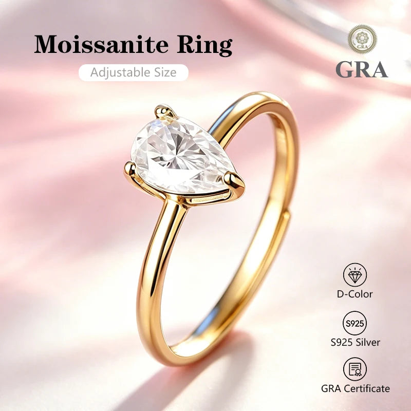 0.5-2.0CT Princess Cut Moissanite Ring D Color S925 Silver Passed Diamond Tester For Women Wedding Luxury Gifts With GRA