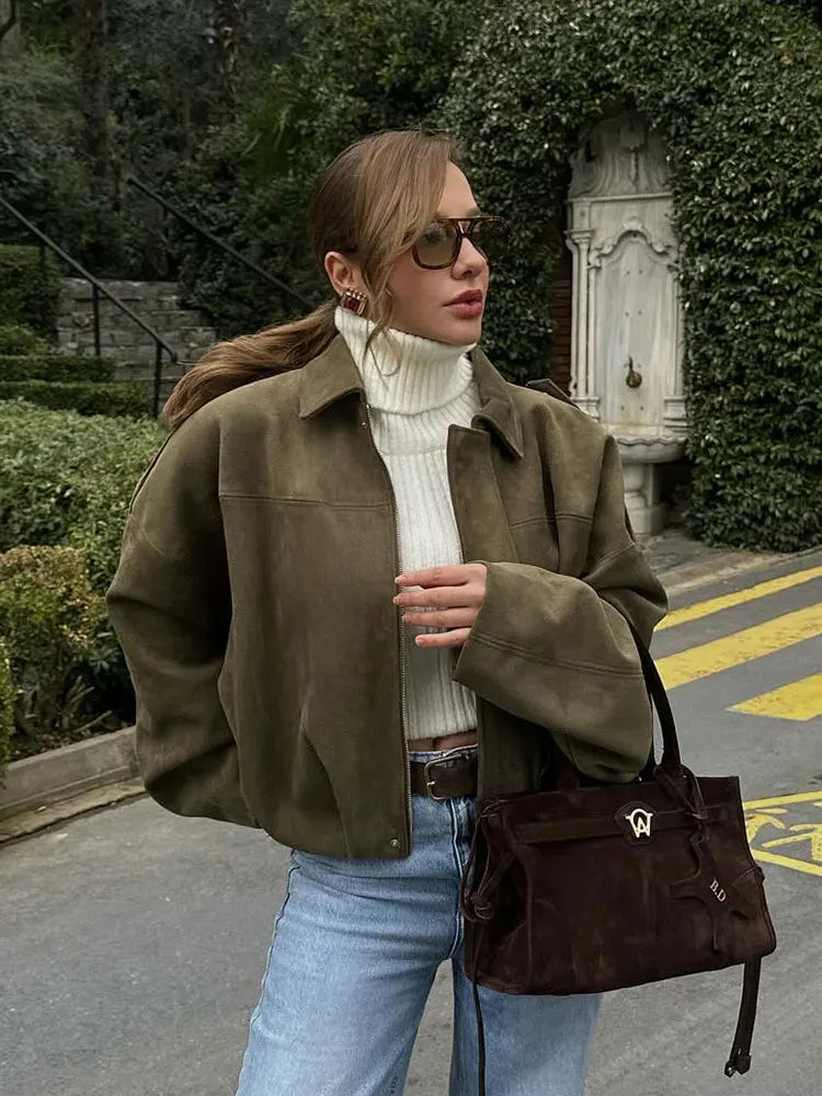 Women's Suede Zip Jacket