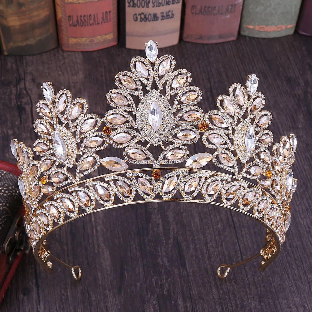 DIEZI 12 Colors New Baroque Princess Opal Crystal Tiara Crown Elegant Queen Tiara Wedding Party Hair Dress Accessories Jewelry