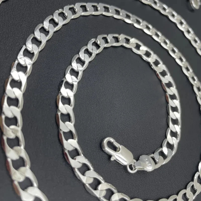 925 Sterling Silver Face Chain Necklace