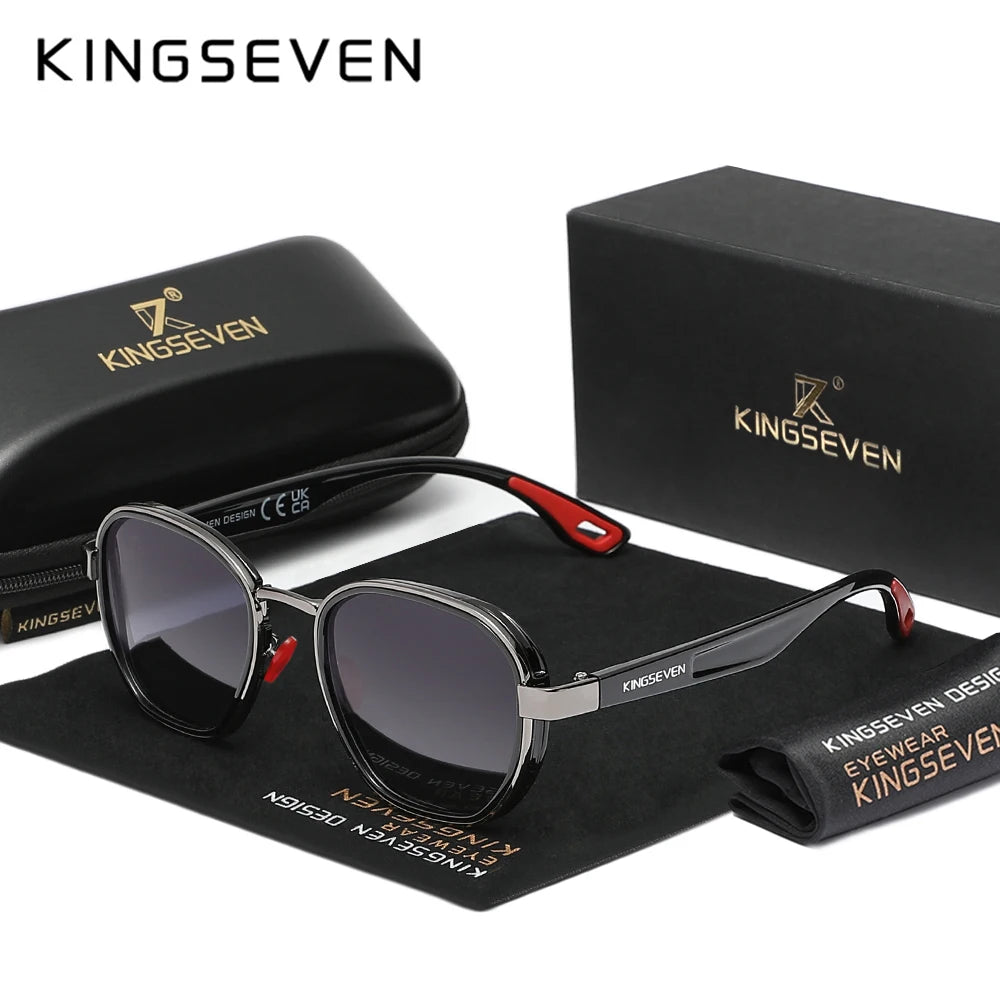 KINGSEVEN Brand Original Sunglasses Men Polarized UV400 Luxury Women Eyewear Male Outdoor Round Frame Causal Fashion Glasses