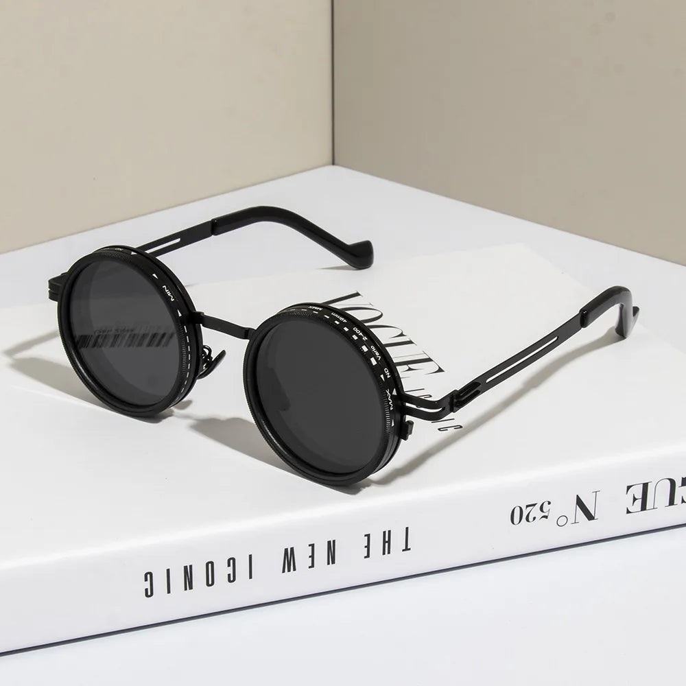 Polarized Round Sunglasses ND9 Adjustable Dimming Sun Glasses Men Women Retro Punk Men's Fishing Eyeglasses Outdoor Shades UV400