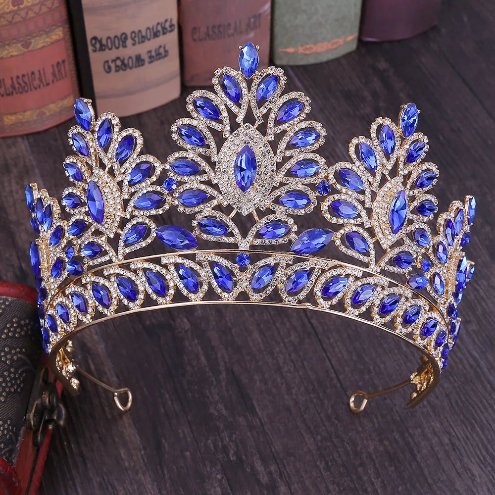 DIEZI 12 Colors New Baroque Princess Opal Crystal Tiara Crown Elegant Queen Tiara Wedding Party Hair Dress Accessories Jewelry