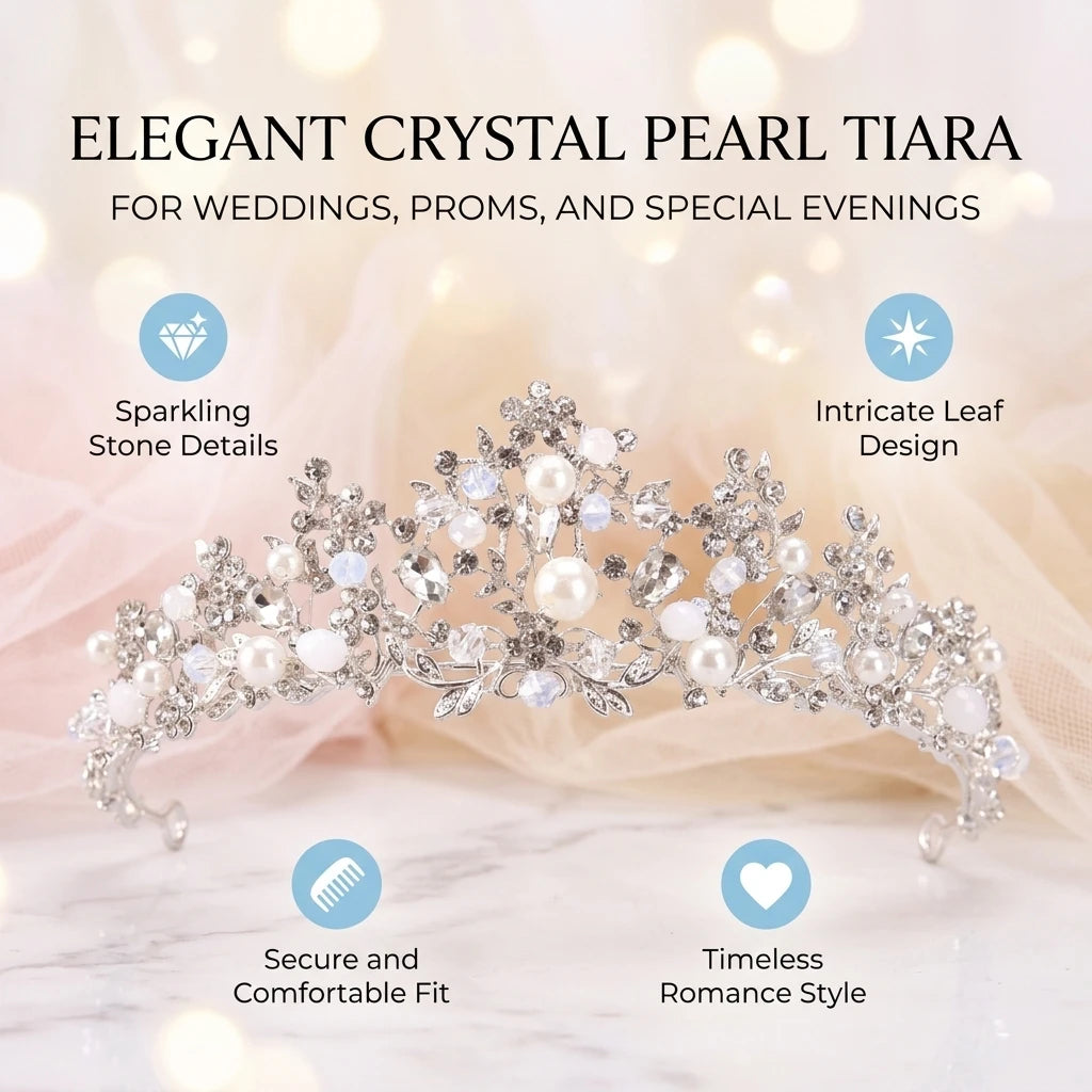Fashion Silver Color Wedding Hair Accessories Pearl Rhinestone Queen Tiaras And Crown Wedding Women Bride Hair Jewelry Headpiece