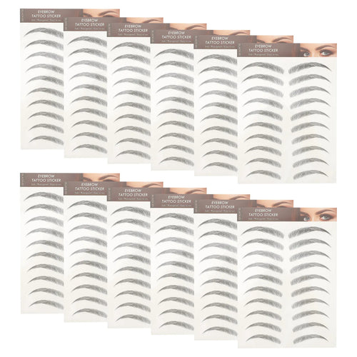 12Pcs Waterproof Eyebrow Stickers Natural Fake Eyebrow Paste Hair-Like 3D Brows for Beginners Makeup Artists Temporary Tattoo