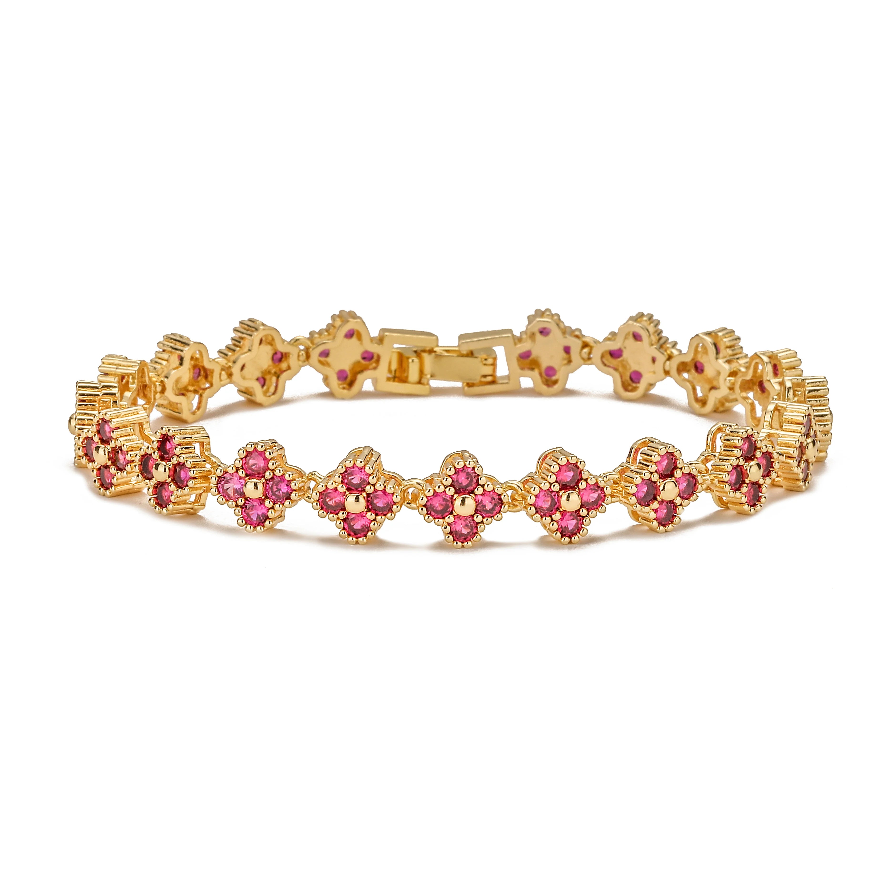 HECHENG,AAAAA Brass 18K gold-plated Flower Necklace Bracelet Jewelry Set ，for Christmas gift for women and best friend