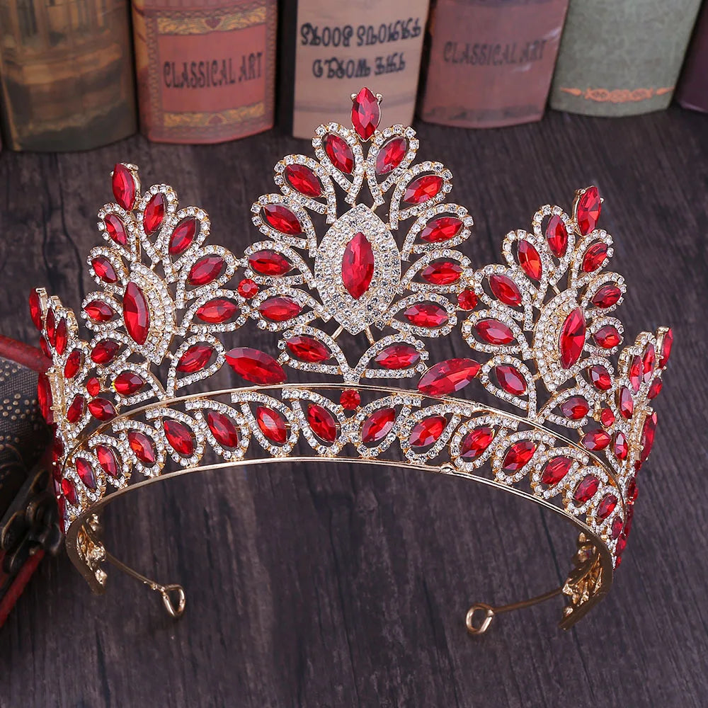 DIEZI 12 Colors New Baroque Princess Opal Crystal Tiara Crown Elegant Queen Tiara Wedding Party Hair Dress Accessories Jewelry