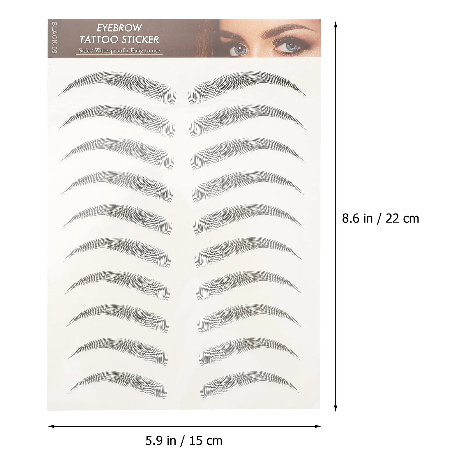 12Pcs Waterproof Eyebrow Stickers Natural Fake Eyebrow Paste Hair-Like 3D Brows for Beginners Makeup Artists Temporary Tattoo