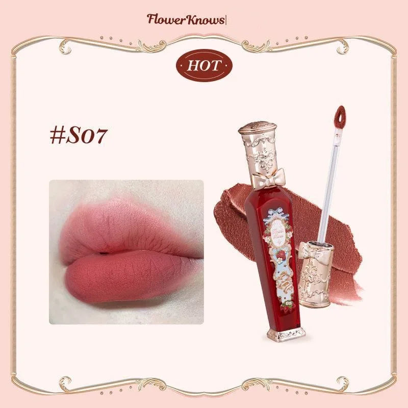 Flowerknows Strawberry Rococo Lip Cream Cloud Liquid Lip Stick Lip Glaze Matte Velvet Korean Makeup Long Lasting Lipgloss