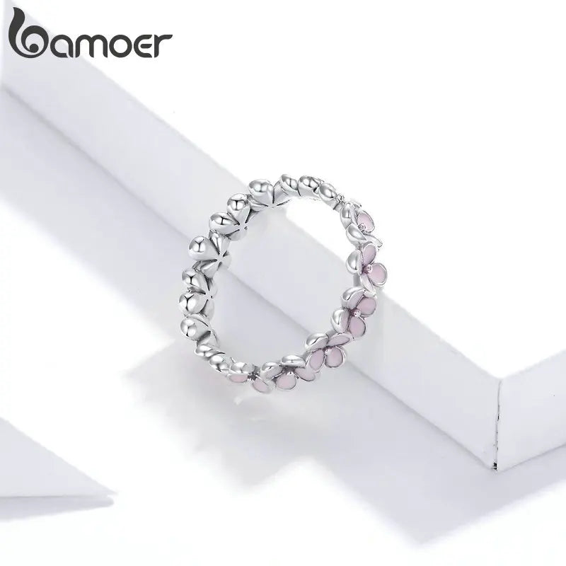 BAMOER 925 Sterling Silver Flower Rings