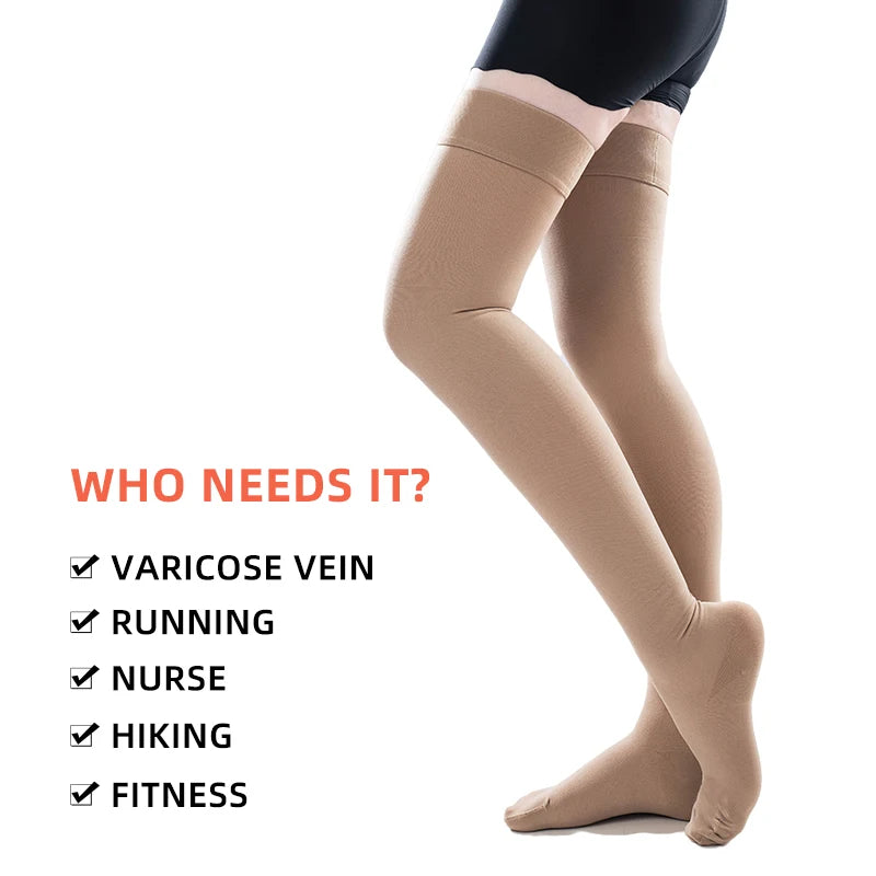 Legbeauty 15-20 mmHg Over Knee Closed Toe Varicose Veins Sock Men Women Medical Thigh High Compression Stocking Class 1 Pressure