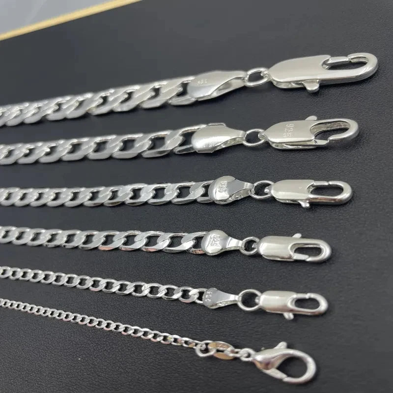 925 Sterling Silver Face Chain Necklace