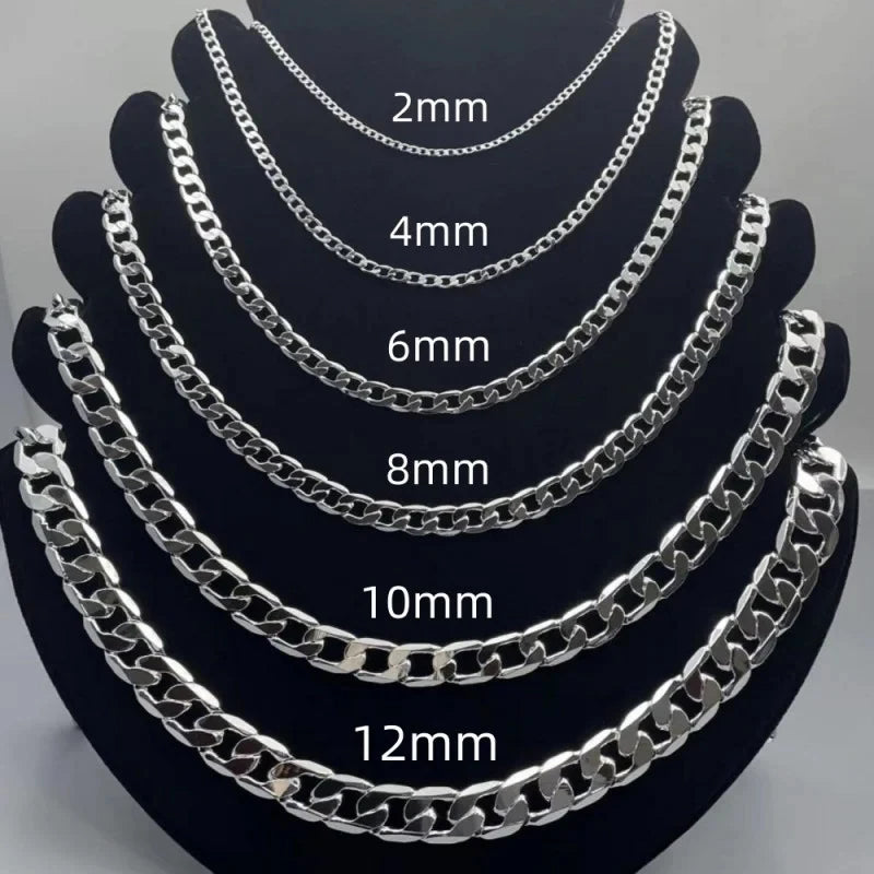 925 Sterling Silver Face Chain Necklace