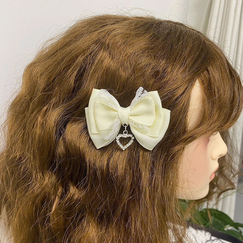 Bows hair clips popular hair catches lolita korean accessories for hair y2k bows for girls pink Lolita cosplay Popular Clips