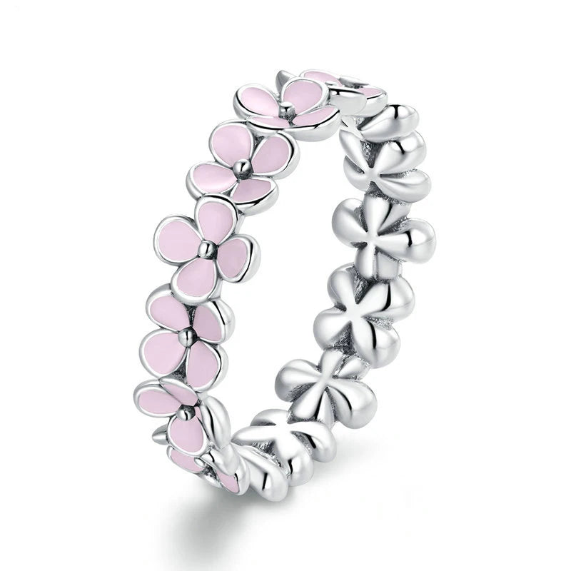 BAMOER 925 Sterling Silver Flower Rings