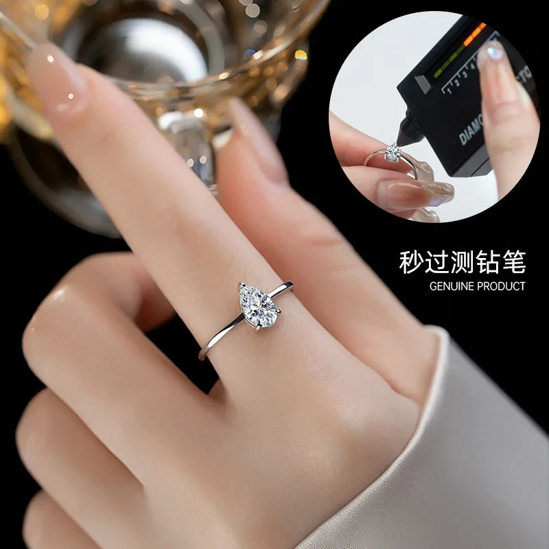 0.5-2.0CT Princess Cut Moissanite Ring D Color S925 Silver Passed Diamond Tester For Women Wedding Luxury Gifts With GRA