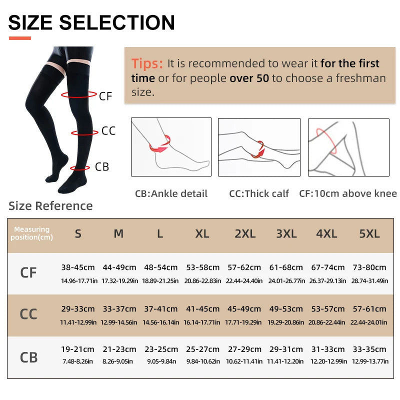 Legbeauty 15-20 mmHg Over Knee Closed Toe Varicose Veins Sock Men Women Medical Thigh High Compression Stocking Class 1 Pressure