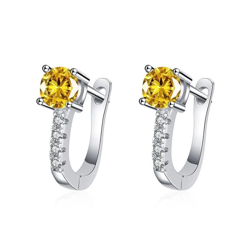 Fine Jewelry Pass Diamond Tester Pen Moissanite Hoop Earrings For Women With GRA S925 Sterling Silver For Women Ear Clasps