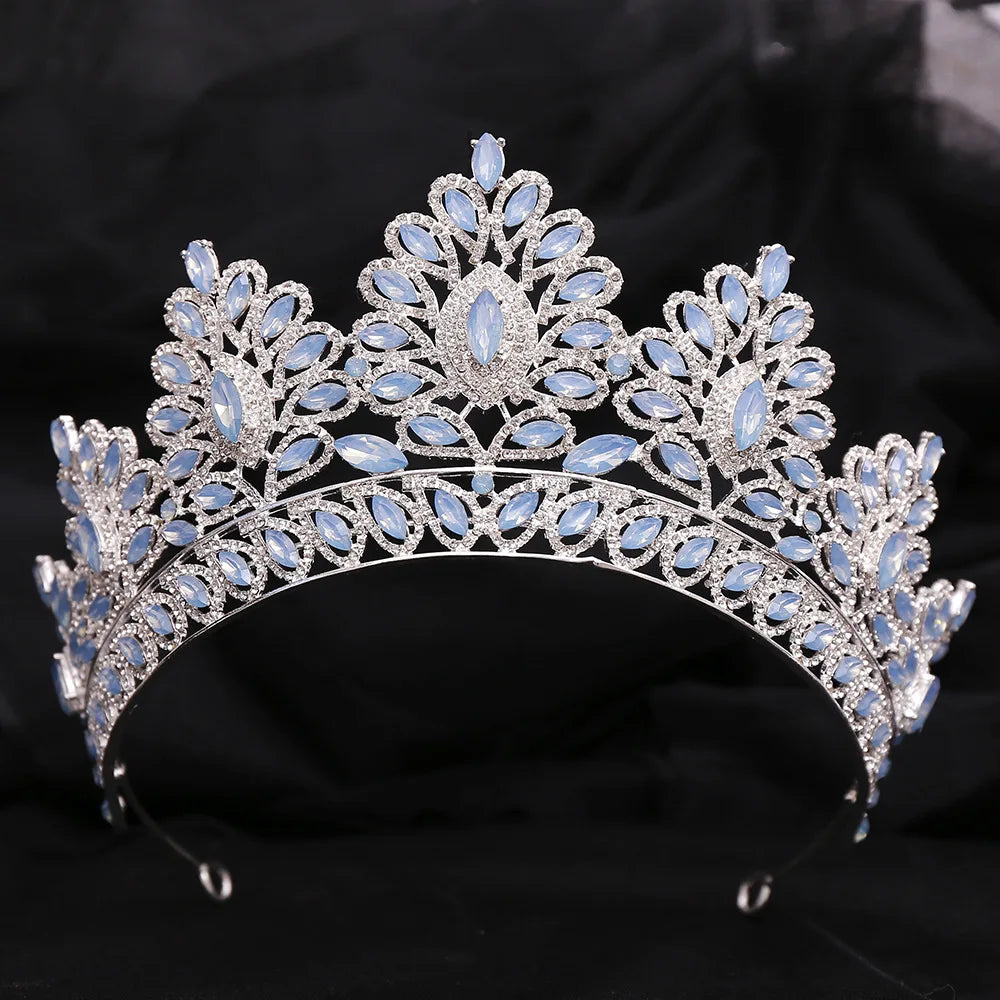 DIEZI 12 Colors New Baroque Princess Opal Crystal Tiara Crown Elegant Queen Tiara Wedding Party Hair Dress Accessories Jewelry