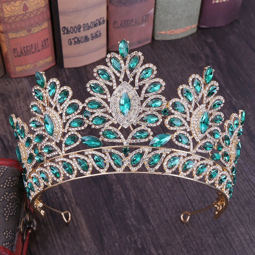 DIEZI 12 Colors New Baroque Princess Opal Crystal Tiara Crown Elegant Queen Tiara Wedding Party Hair Dress Accessories Jewelry