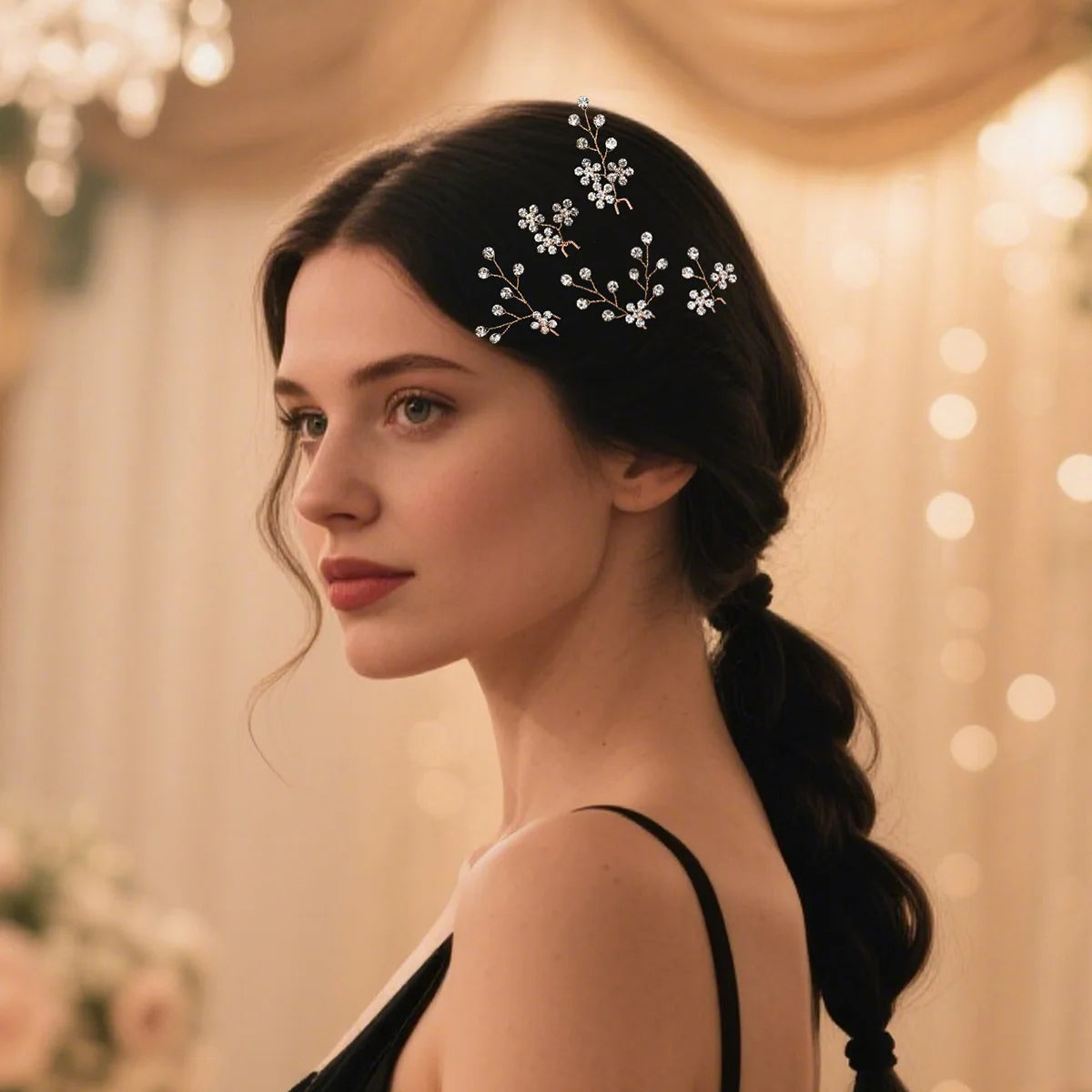 5/10PC Rhinestone Flower Delicate Hairpin Set Classic Handmade Hair Clips For Women Wedding Hair Accessories Elegant Headpieces