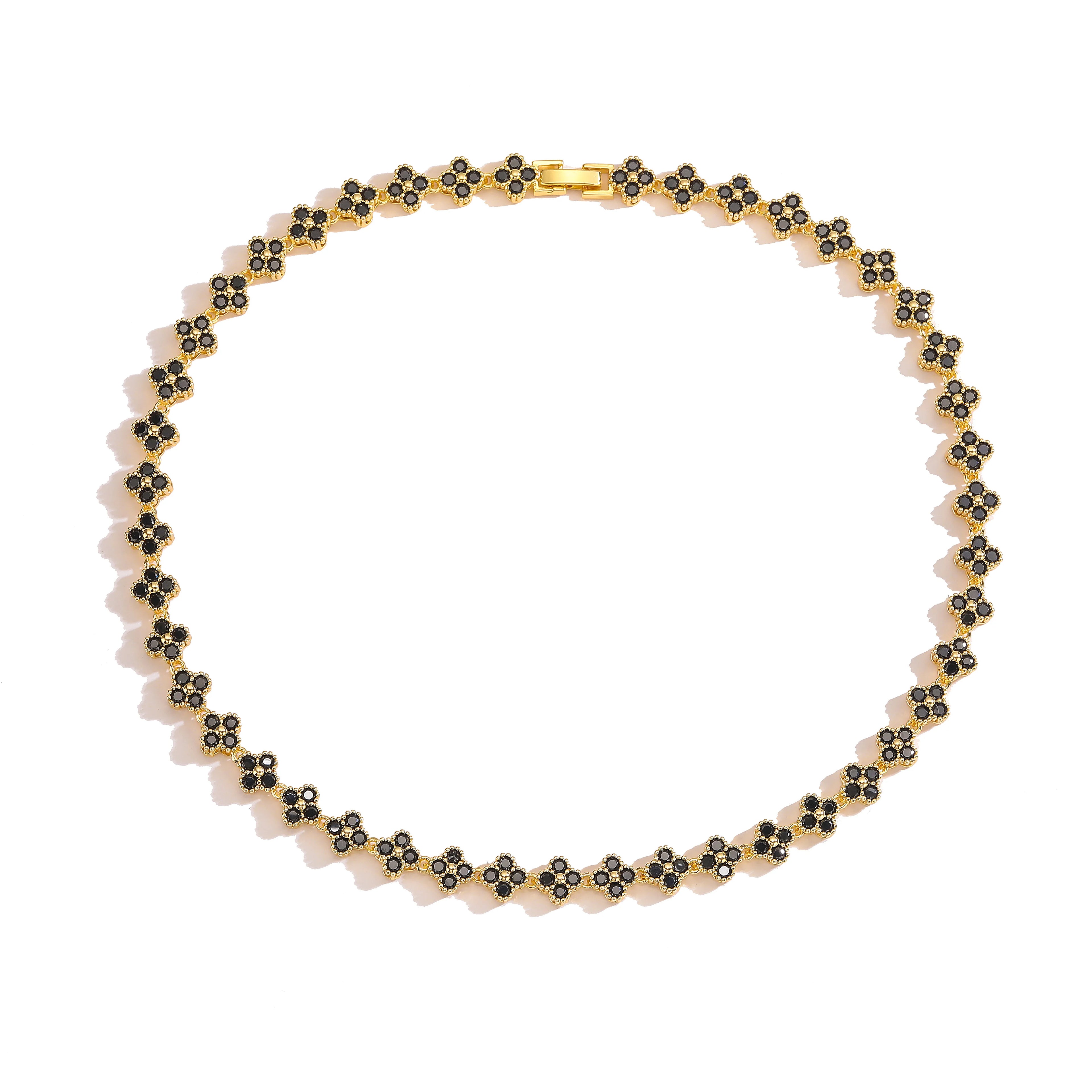 HECHENG,AAAAA Brass 18K gold-plated Flower Necklace Bracelet Jewelry Set ，for Christmas gift for women and best friend